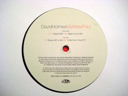 David Holmes : My Mate Paul (12")