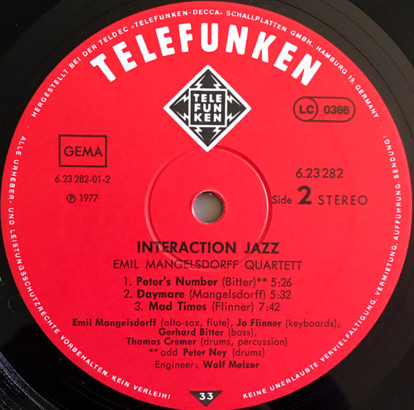 Emil Mangelsdorff Quartett : Interaction Jazz (LP, Album)