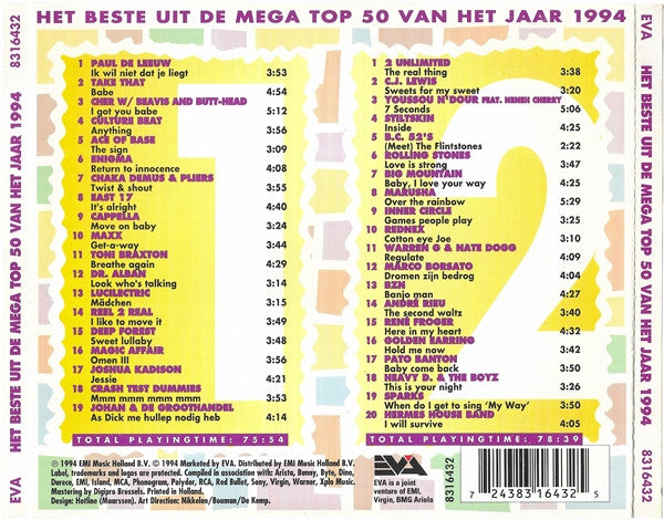 Various : Het Beste Uit De Mega Top 50 Van Het Jaar '94 (2xCD, Comp)