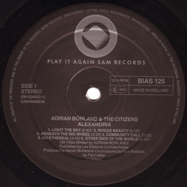 Adrian Borland And The Citizens* : Alexandria (LP, Album)