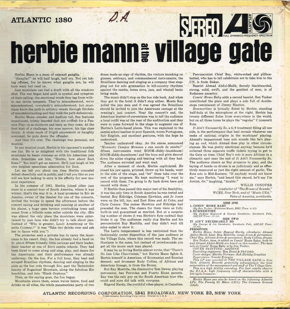 Herbie Mann : Herbie Mann At The Village Gate (LP, Album)