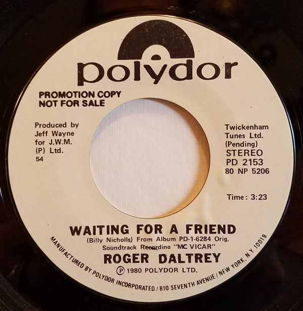 Roger Daltrey : Waiting For A Friend (7", Promo)