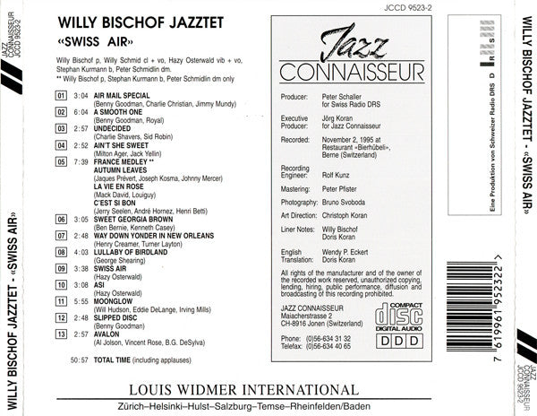 Willy Bischof Jazztet Featuring Hazy Osterwald & Willy Schmid : «Swiss Air» (CD)