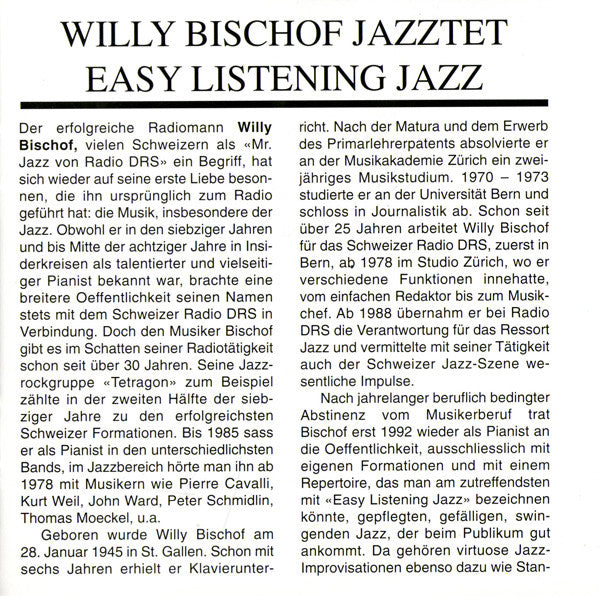 Willy Bischof Jazztet Featuring Hazy Osterwald & Willy Schmid : «Swiss Air» (CD)
