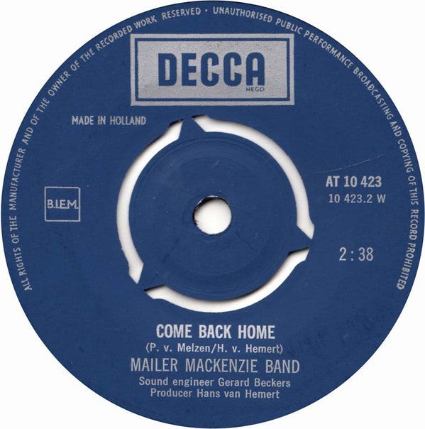 Mailer MacKenzie Band : Red Rover / Come Back Home (7")