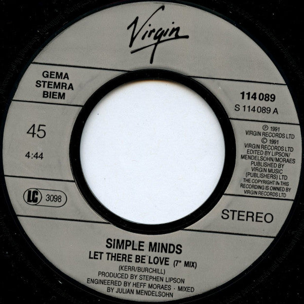 Simple Minds : Let There Be Love (7", Single)