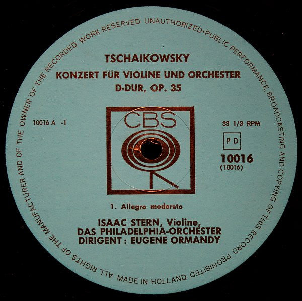 Pyotr Ilyich Tchaikovsky - Isaac Stern, Eugene Ormandy & The Philadelphia Orchestra : Konzert Für Violine Und Orchester D-dur, Op. 35 (10", MiniAlbum)
