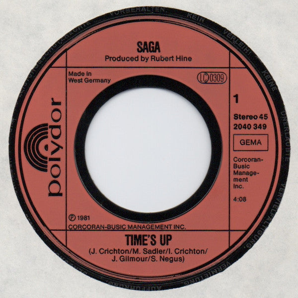 Saga (3) : Time's Up (7", Single)
