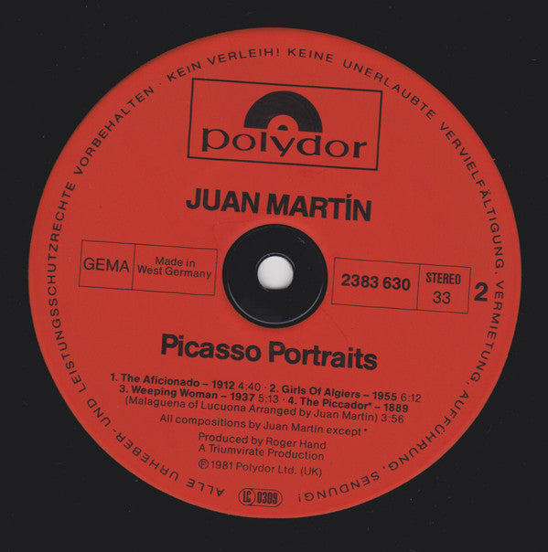 Juan Martin : Picasso Portraits (LP, Album)