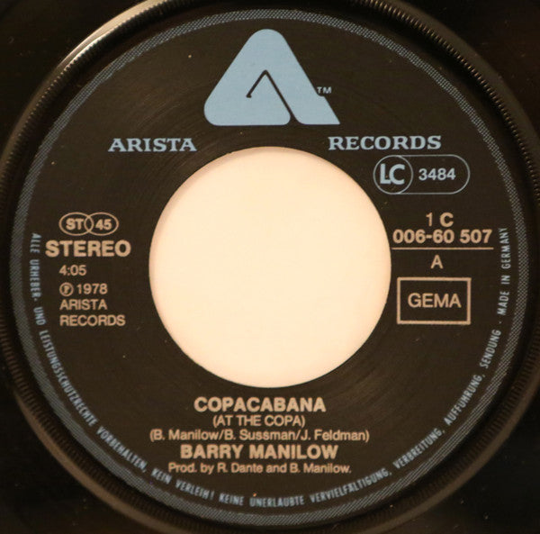 Barry Manilow : Copacabana / Can't Smile Without You (7", Single)