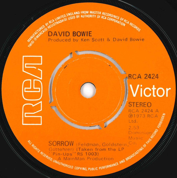 David Bowie : Sorrow (7", Single, RP)