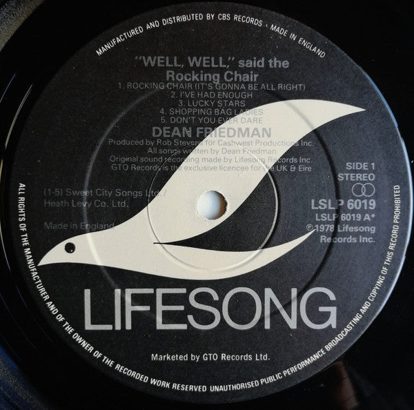 Dean Friedman : "Well, Well," Said The Rocking Chair. (LP, Album)
