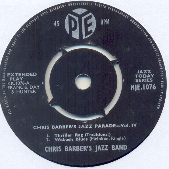 Chris Barber : Chris Barber Jazz Parade Volume Four (7", EP, Mono)