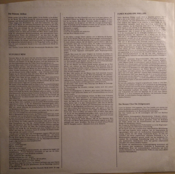 James Madhlope Phillips Und Bremer Chor Die Zeitgenossen : "Inkululeko!" - Südafrikanische Freiheitslieder (LP, Album)