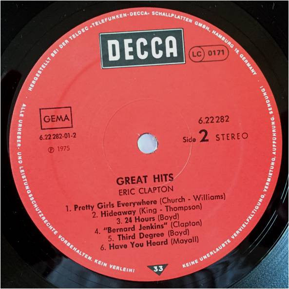 Eric Clapton : Great Hits (LP, Comp)