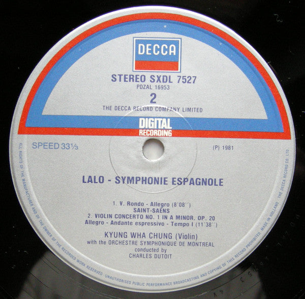 Édouard Lalo, Camille Saint-Saëns - Kyung-Wha Chung, Orchestre symphonique de Montréal, Charles Dutoit : Symphonie Espagnole - Violin Concerto No.1 (LP, Album, Dig)