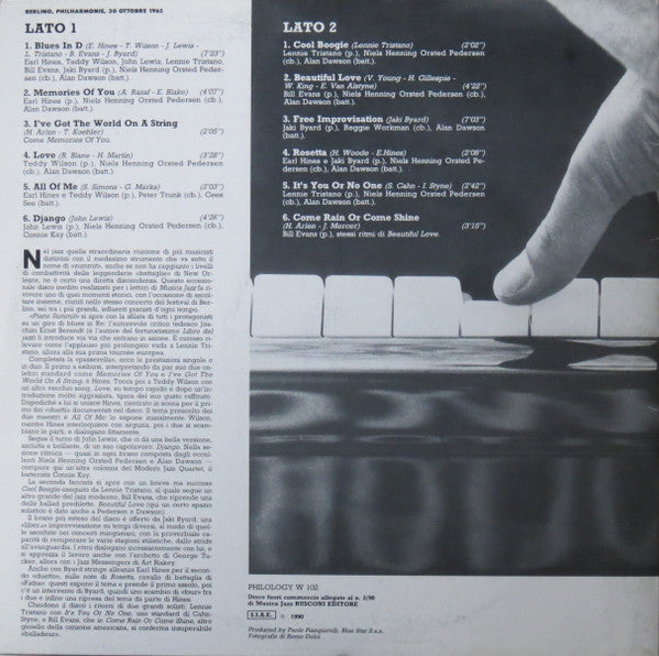Earl Hines - Teddy Wilson - John Lewis (2) - Lennie Tristano - Bill Evans - Jaki Byard : Piano Summit (LP, Album)