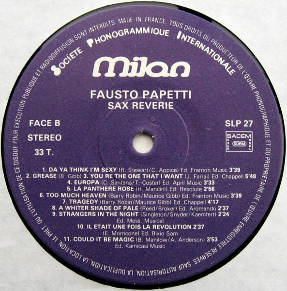 Fausto Papetti : Sax-Rêverie (LP, Comp)