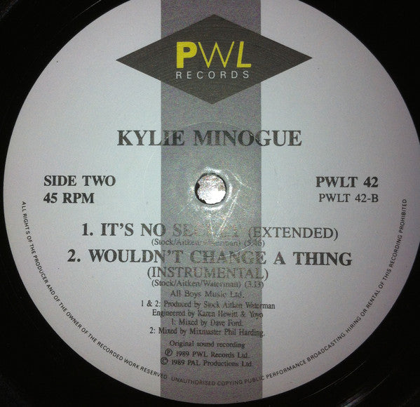 Kylie Minogue : Wouldn't Change A Thing (12", Single)