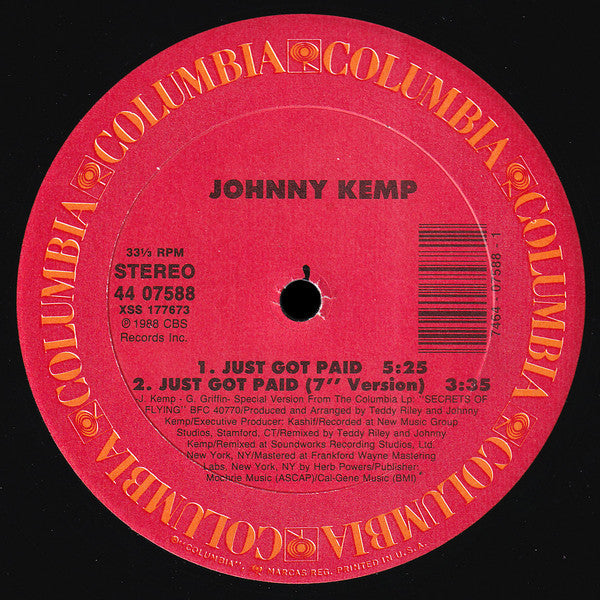 Johnny Kemp : Just Got Paid (12")