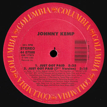 Johnny Kemp : Just Got Paid (12")