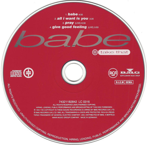 Take That : Babe (CD, Single)