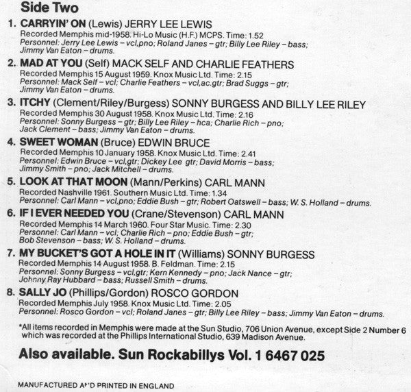 Various : Sun Rockabillys Vol. 2 - Carryin' On (LP, Comp, Mono)