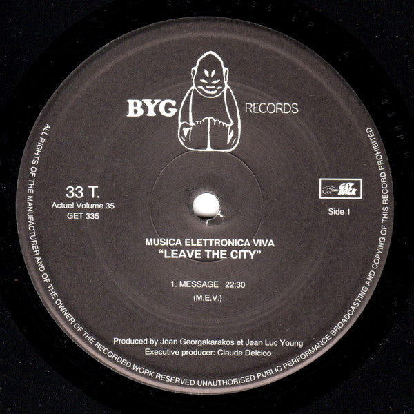 Musica Elettronica Viva : Leave The City (LP, Album, RE, 180)
