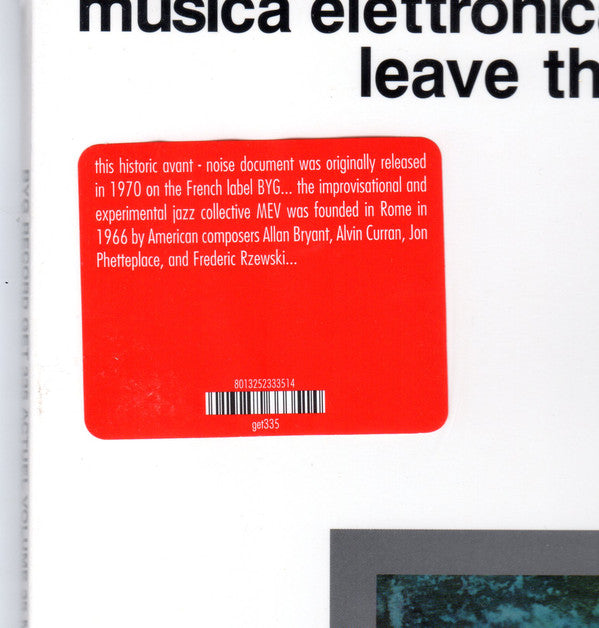 Musica Elettronica Viva : Leave The City (LP, Album, RE, 180)