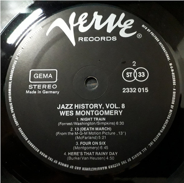 Wes Montgomery : Jazz History Vol.8 (2xLP, Comp, Gat)