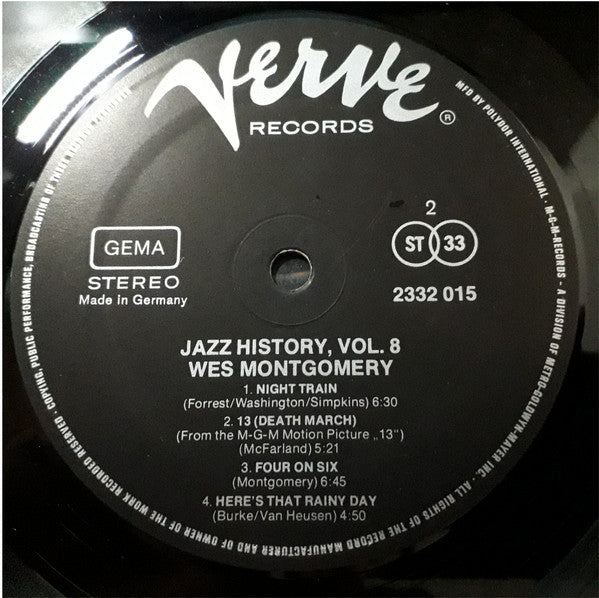 Wes Montgomery : Jazz History Vol.8 (2xLP, Comp, Gat)