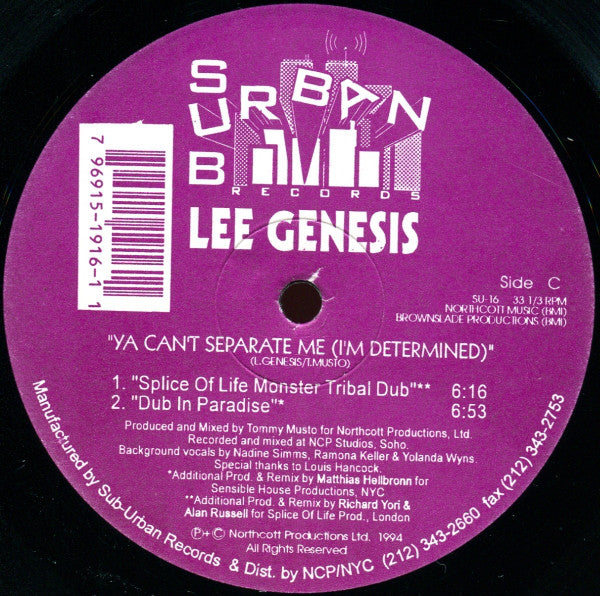 Lee Genesis : Ya Can't Separate Me (I'm Determined) (2x12")