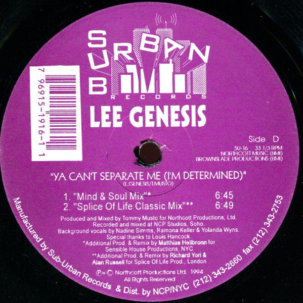 Lee Genesis : Ya Can't Separate Me (I'm Determined) (2x12")