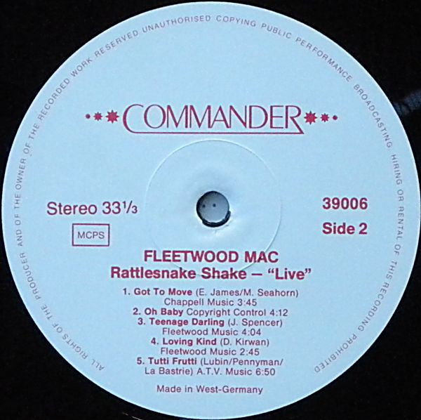 Fleetwood Mac : Rattlesnake Shake - "Live" (LP)