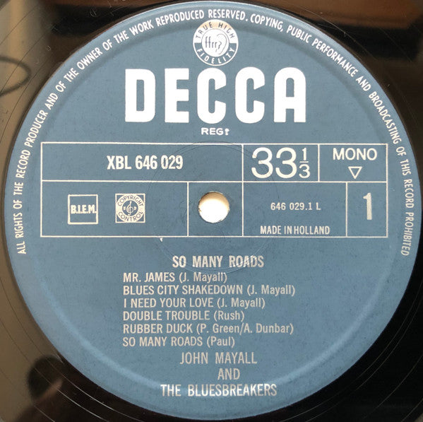 John Mayall & The Bluesbreakers : So Many Roads (LP, Comp, Mono, Fli)