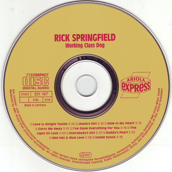 Rick Springfield : Working Class Dog (CD, Album, RE)