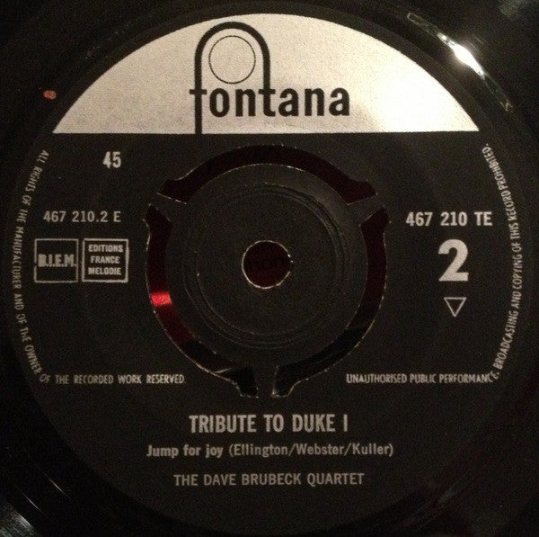 The Dave Brubeck Quartet : Tribute To Duke (7")