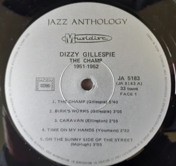 Dizzy Gillespie : The Champ 1951-1952 (LP, Comp, RE)