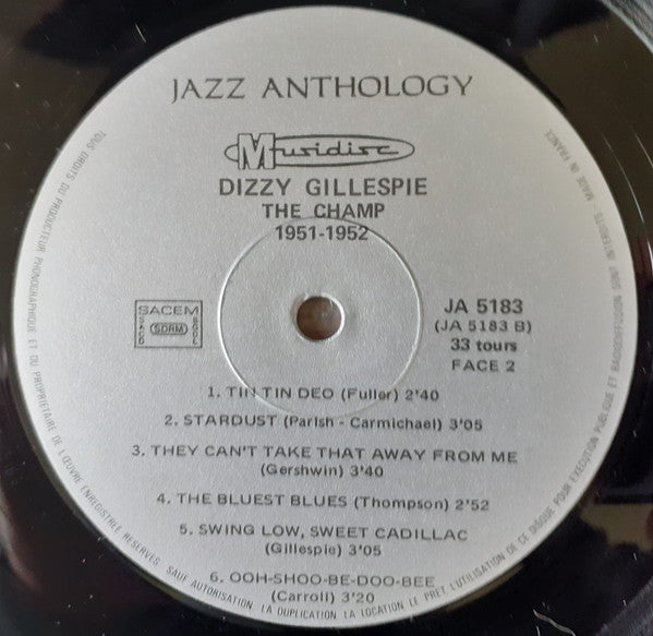 Dizzy Gillespie : The Champ 1951-1952 (LP, Comp, RE)
