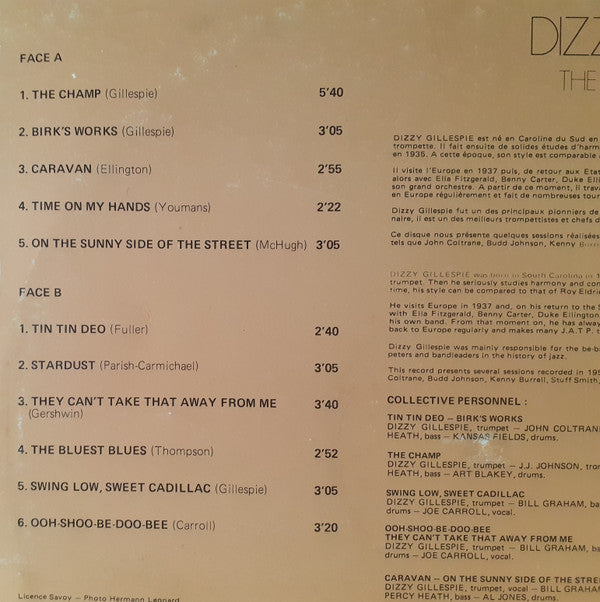 Dizzy Gillespie : The Champ 1951-1952 (LP, Comp, RE)