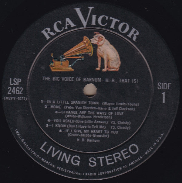 H.B. Barnum : The Big Voice Of Barnum - H.B. That Is! (LP, Album, Liv)