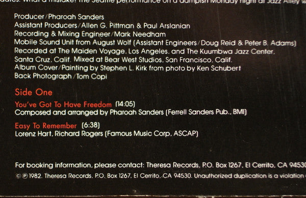 Pharoah Sanders : Live... (LP, Bla)