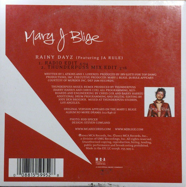 Mary J. Blige Featuring Ja Rule : Rainy Dayz (CD, Single)