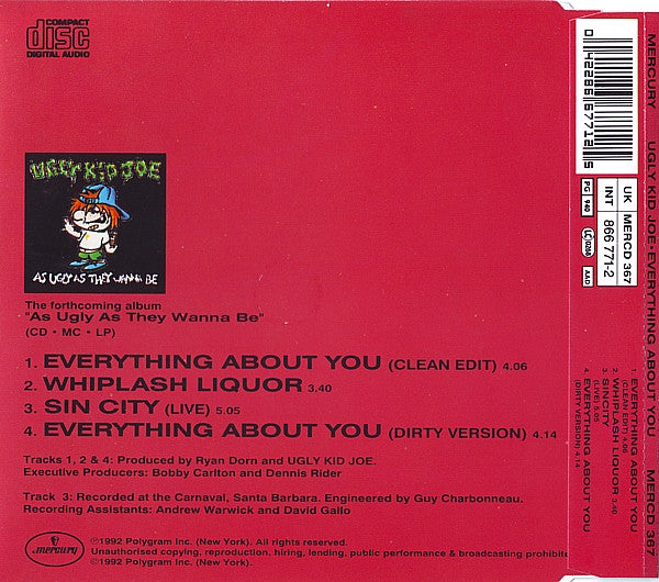 Ugly Kid Joe : Everything About You (CD, Single)