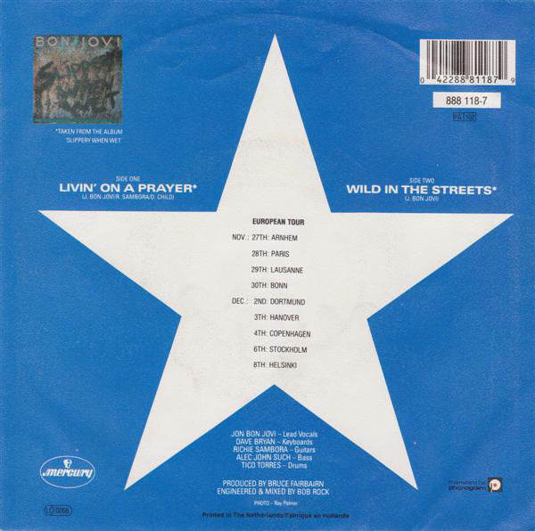 Bon Jovi : Livin' On A Prayer (7", Single)