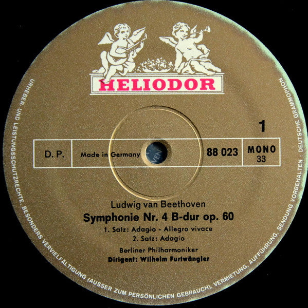 Wilhelm Furtwängler dirigiert Ludwig van Beethoven / Berliner Philharmoniker : Symphonie Nr. 4 · Große Fuge B-Dur (LP, Mono, RE)