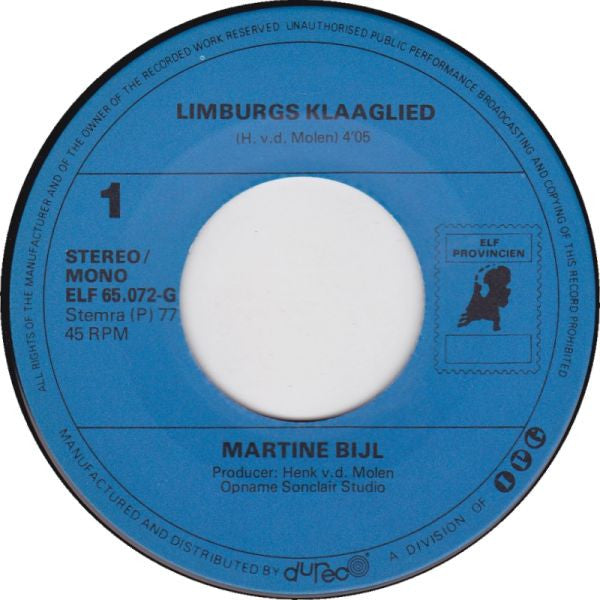 Martine Bijl : Limburgs Klaaglied (7", Single)