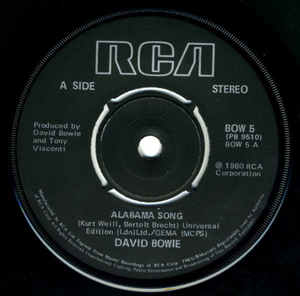 David Bowie : Alabama Song (7", Single, Pos)