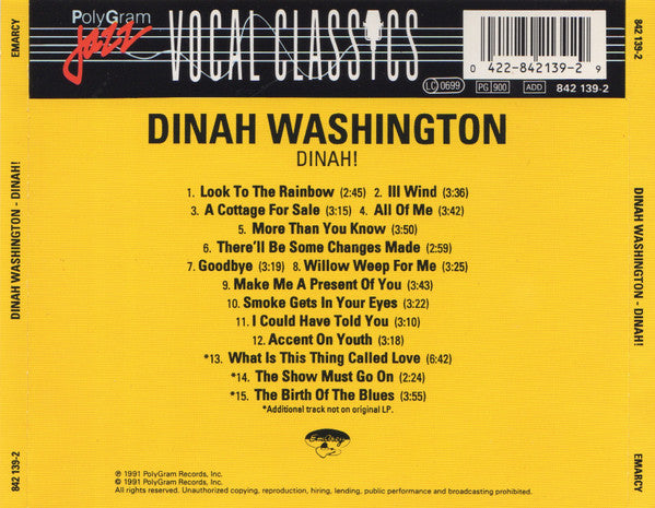 Dinah Washington : Dinah!  (CD, Album)