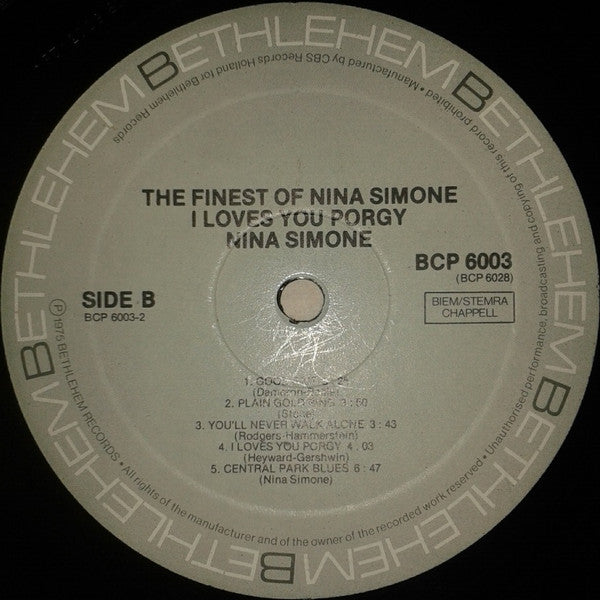 Nina Simone : The Finest Of Nina Simone - I Loves You Porgy (LP, Album, RE)